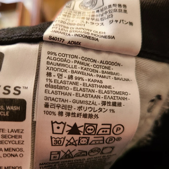 Levi's 514 Straight Black Jeans Men's Size W34 L32 - Picture 10 of 11